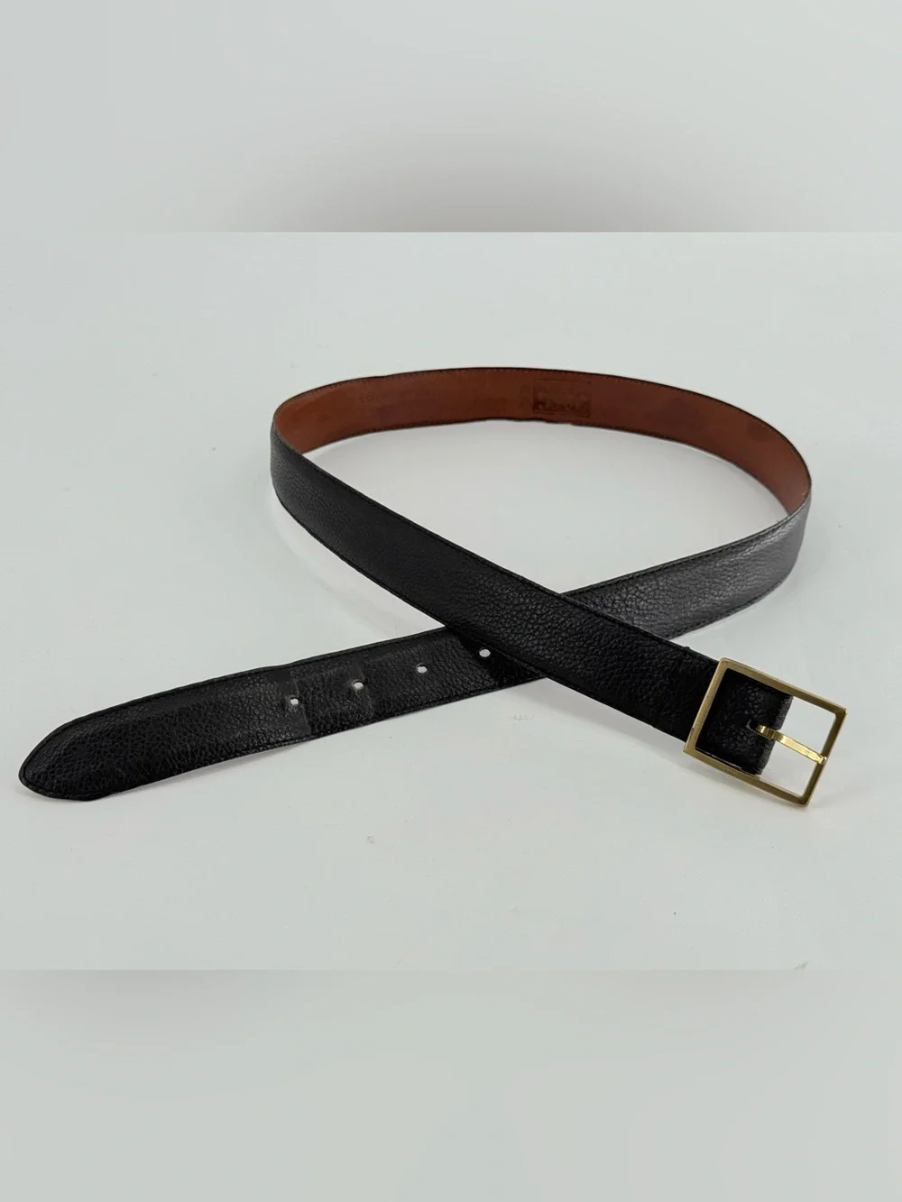 Bosca Wilson’s Leather Black Mens Vintage Belt 34 Pebbled Leather